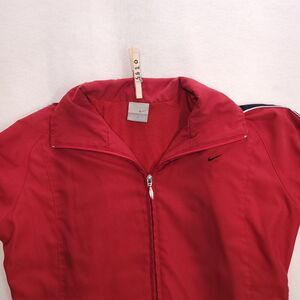 Nike Athletic Zip Up Long Sleeve Jacket Womens Size Medium M Red Black White